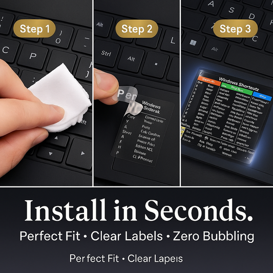 ⚡ ShortcutPro™ – Reusable Windows Shortcut Keyboard Stickers