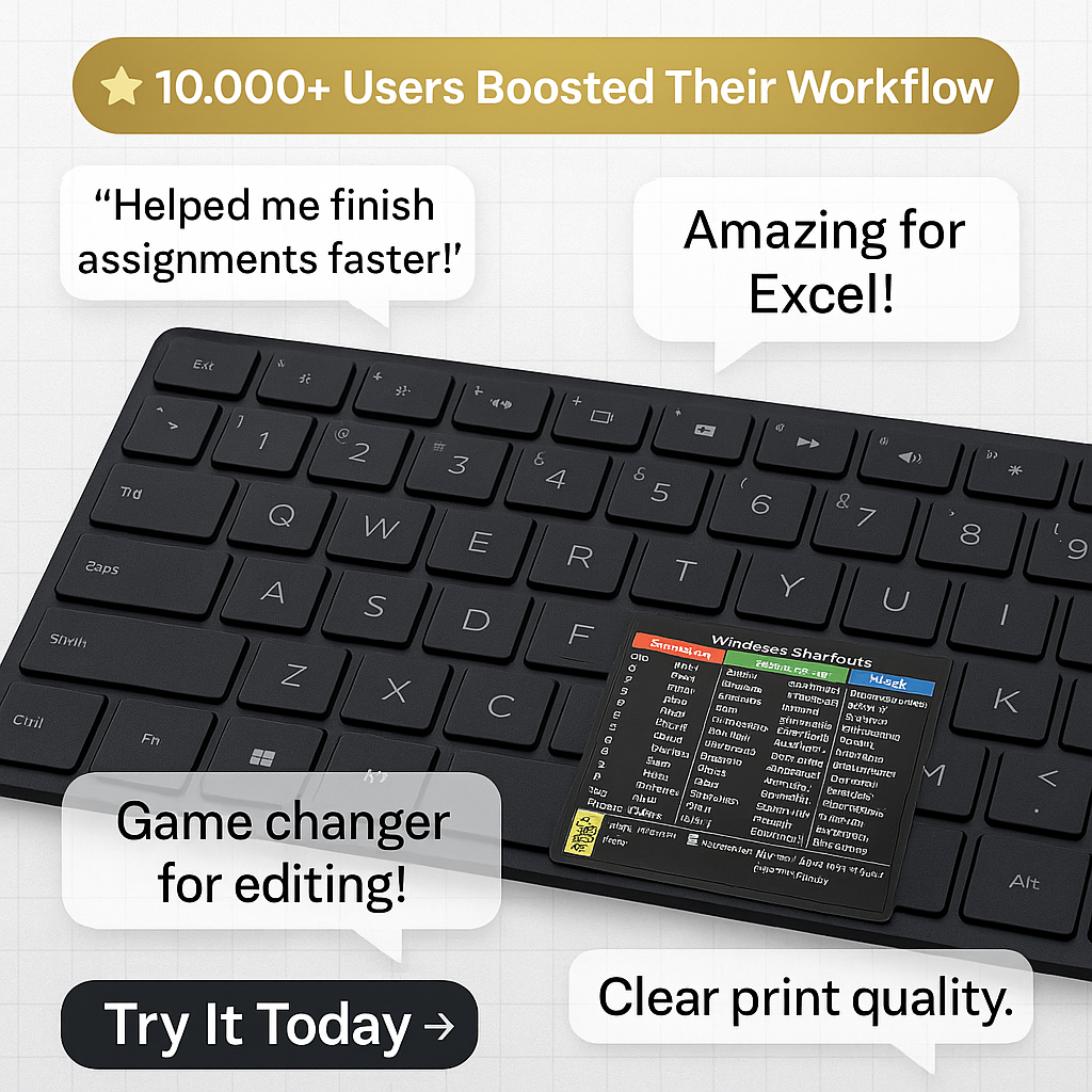 ⚡ ShortcutPro™ – Reusable Windows Shortcut Keyboard Stickers