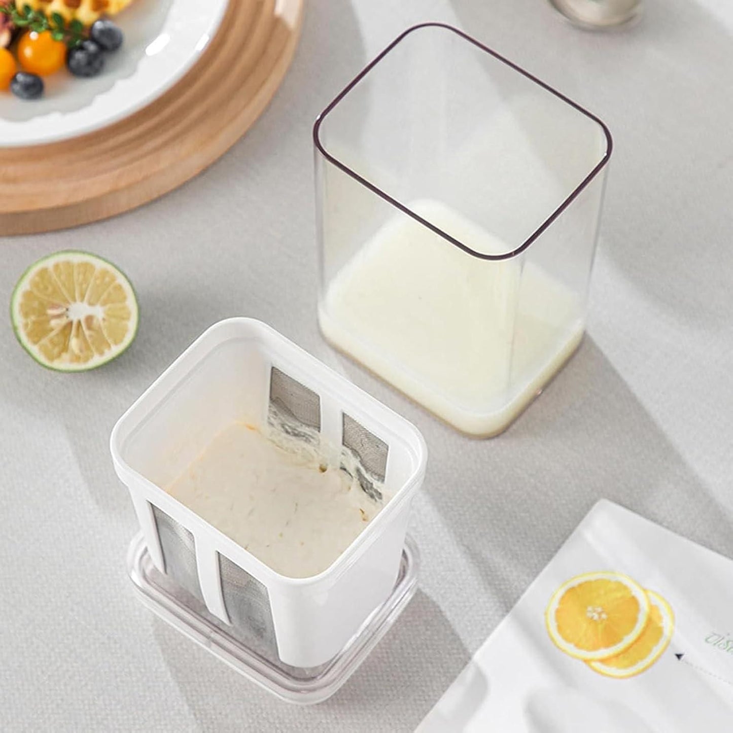 CurdMate™ – 2-in-1 Yogurt Strainer & Storage (1100ml)