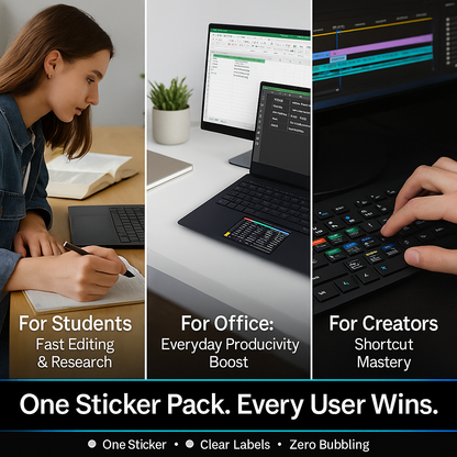 ⚡ ShortcutPro™ – Reusable Windows Shortcut Keyboard Stickers