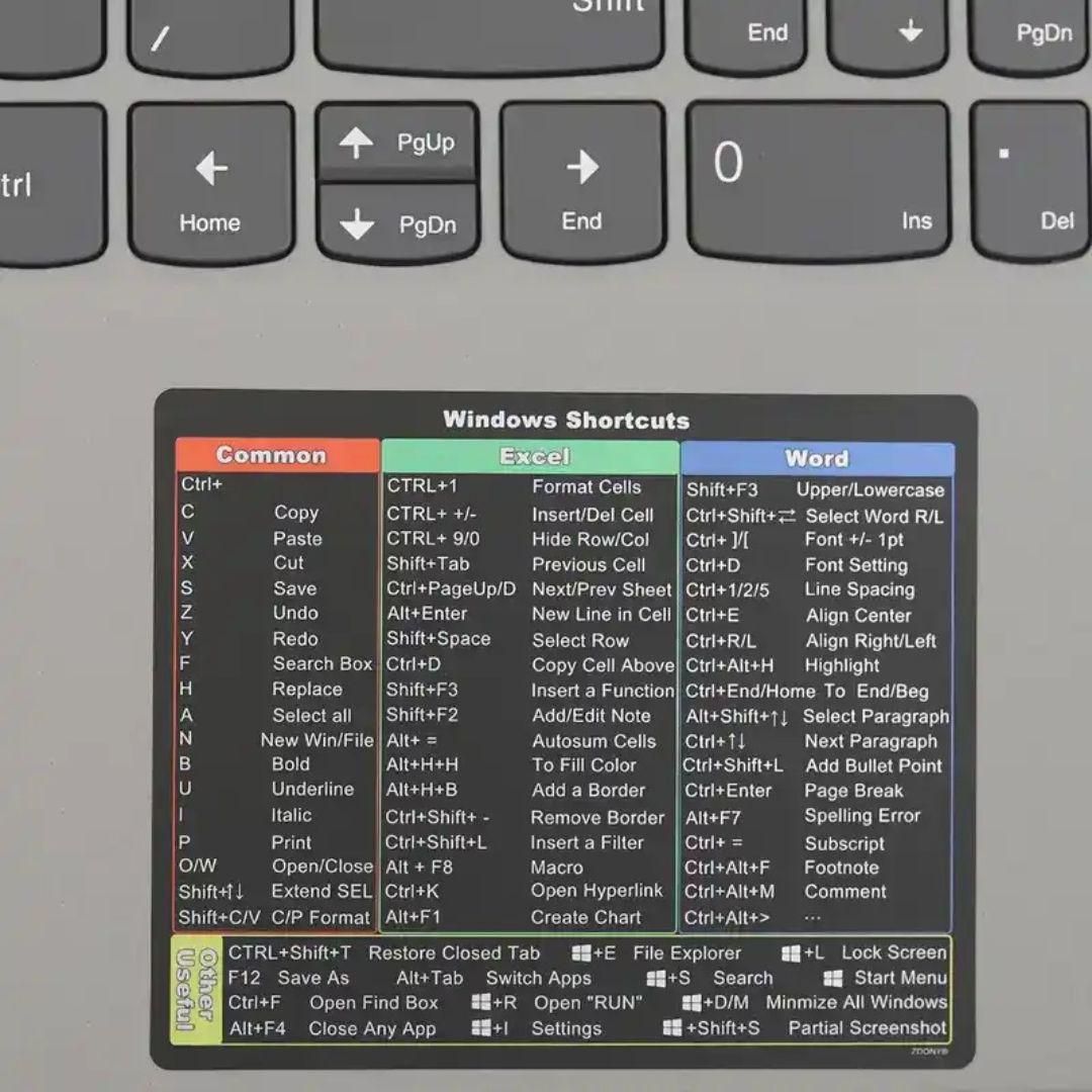 ⚡ ShortcutPro™ – Reusable Windows Shortcut Keyboard Stickers