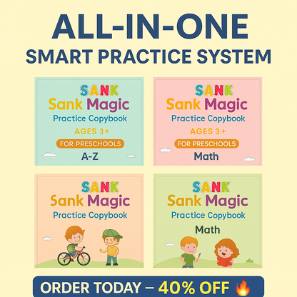 💫 SankWrite™ Magic Practice Copybook (4 Books + Pen + 10 Refills)