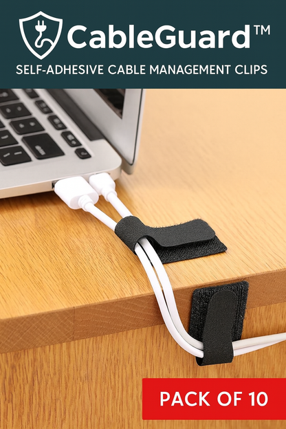 CableGuard™ — Self-Adhesive Cable Ties (Pack of 10)