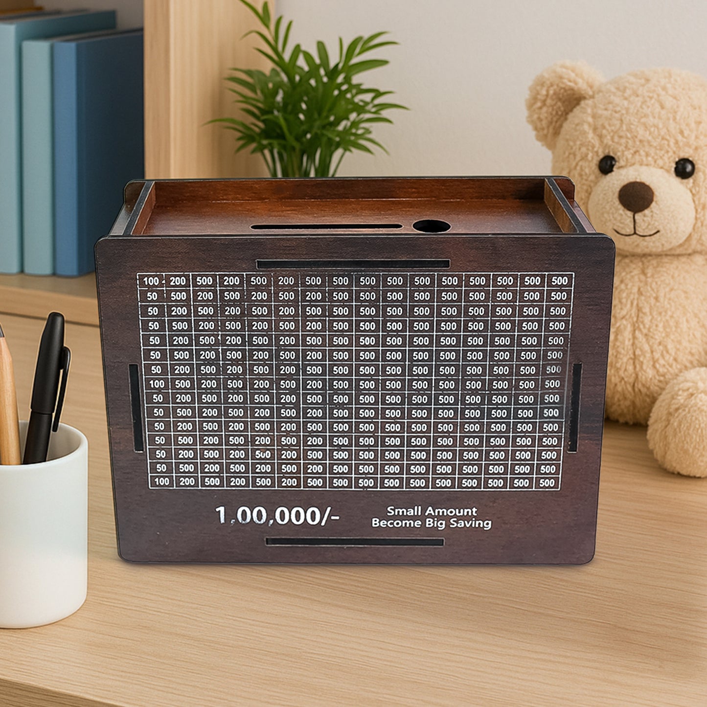 DhanKosh™ Wooden Goal-Tracker Money Bank