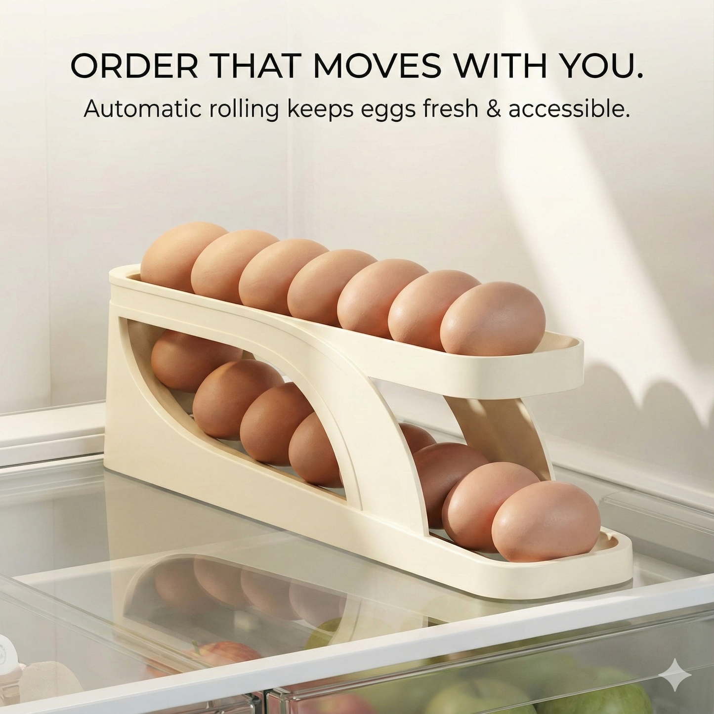 EggGlide™ – Automatic Rolling Egg Storage Rack