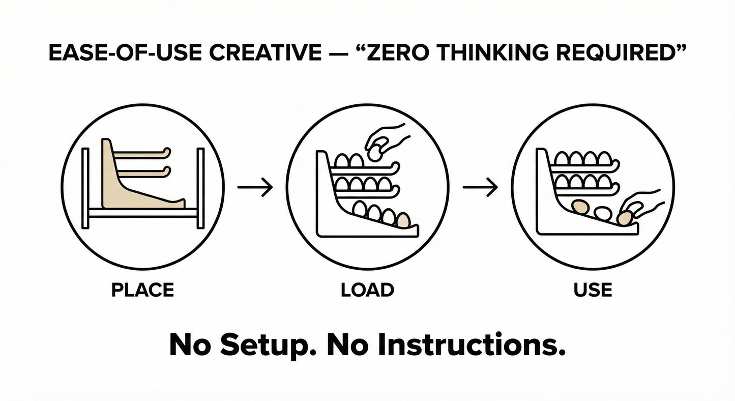 EggGlide™ – Automatic Rolling Egg Storage Rack