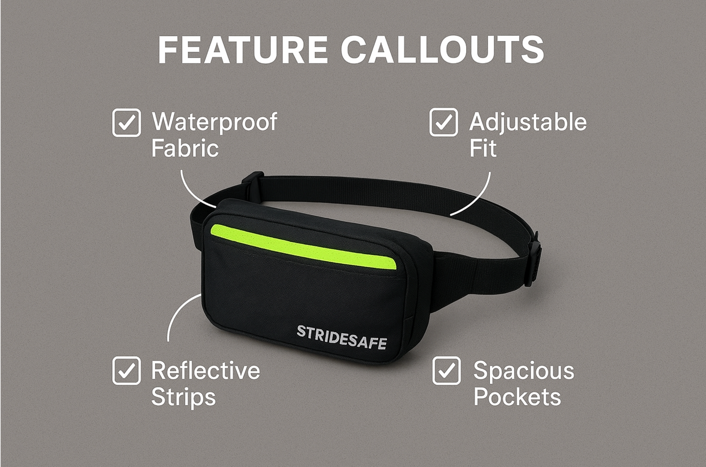 StrideSafe Reflective Waterproof Waist Bag