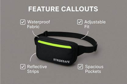 StrideSafe Reflective Waterproof Waist Bag