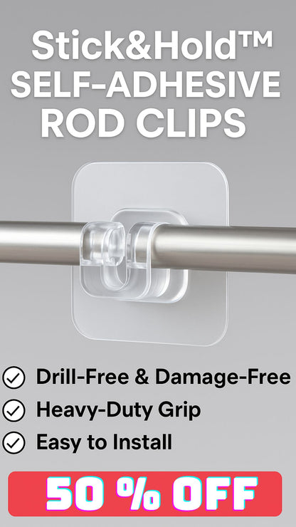 STICK N HOLD PREMIUM ROD HOOK | Rods Clips Hook Self Adhesive Pack of 6 , 8 & 12