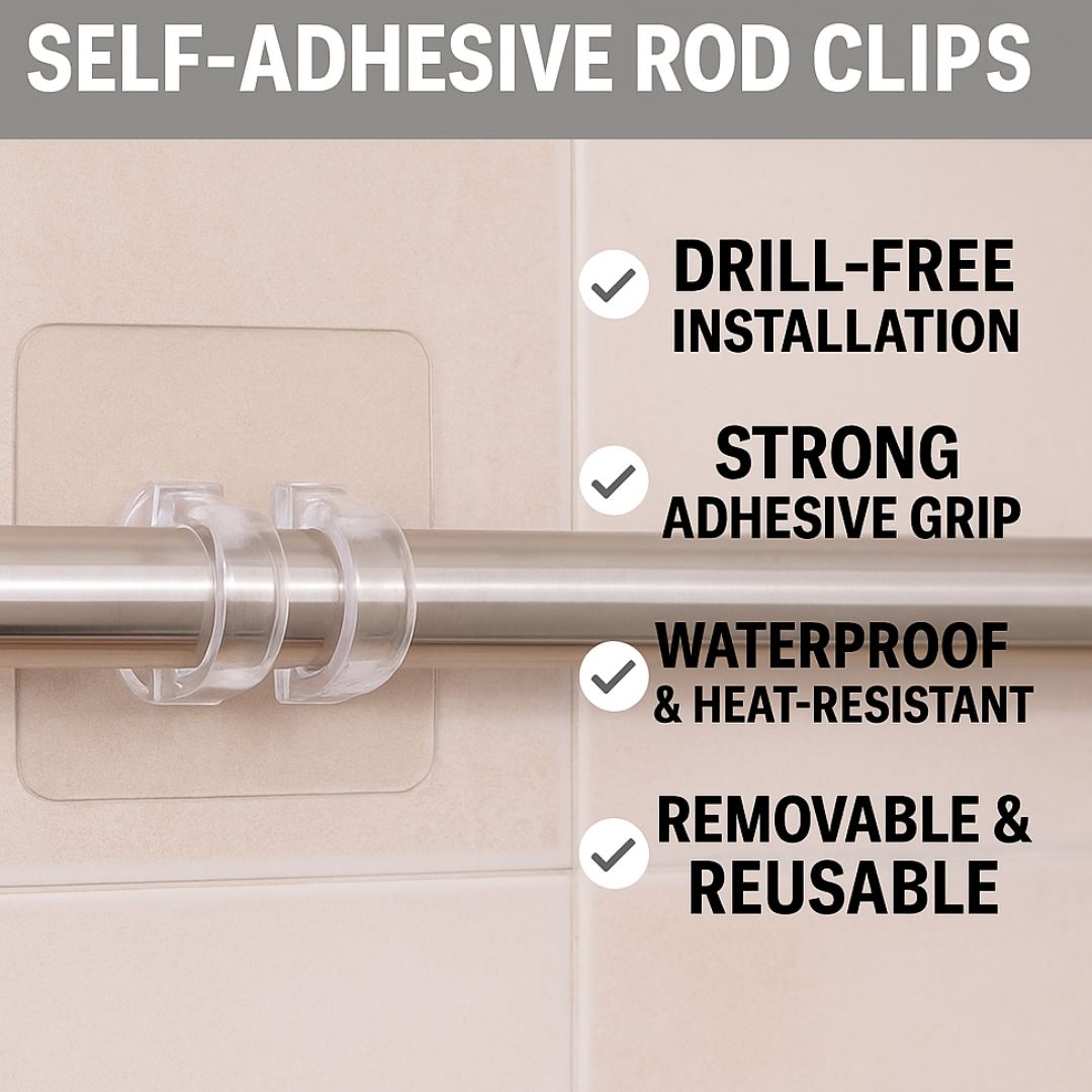 STICK N HOLD PREMIUM ROD HOOK | Rods Clips Hook Self Adhesive Pack of 6 , 8 & 12