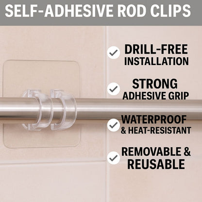 STICK N HOLD PREMIUM ROD HOOK | Rods Clips Hook Self Adhesive Pack of 6 , 8 & 12