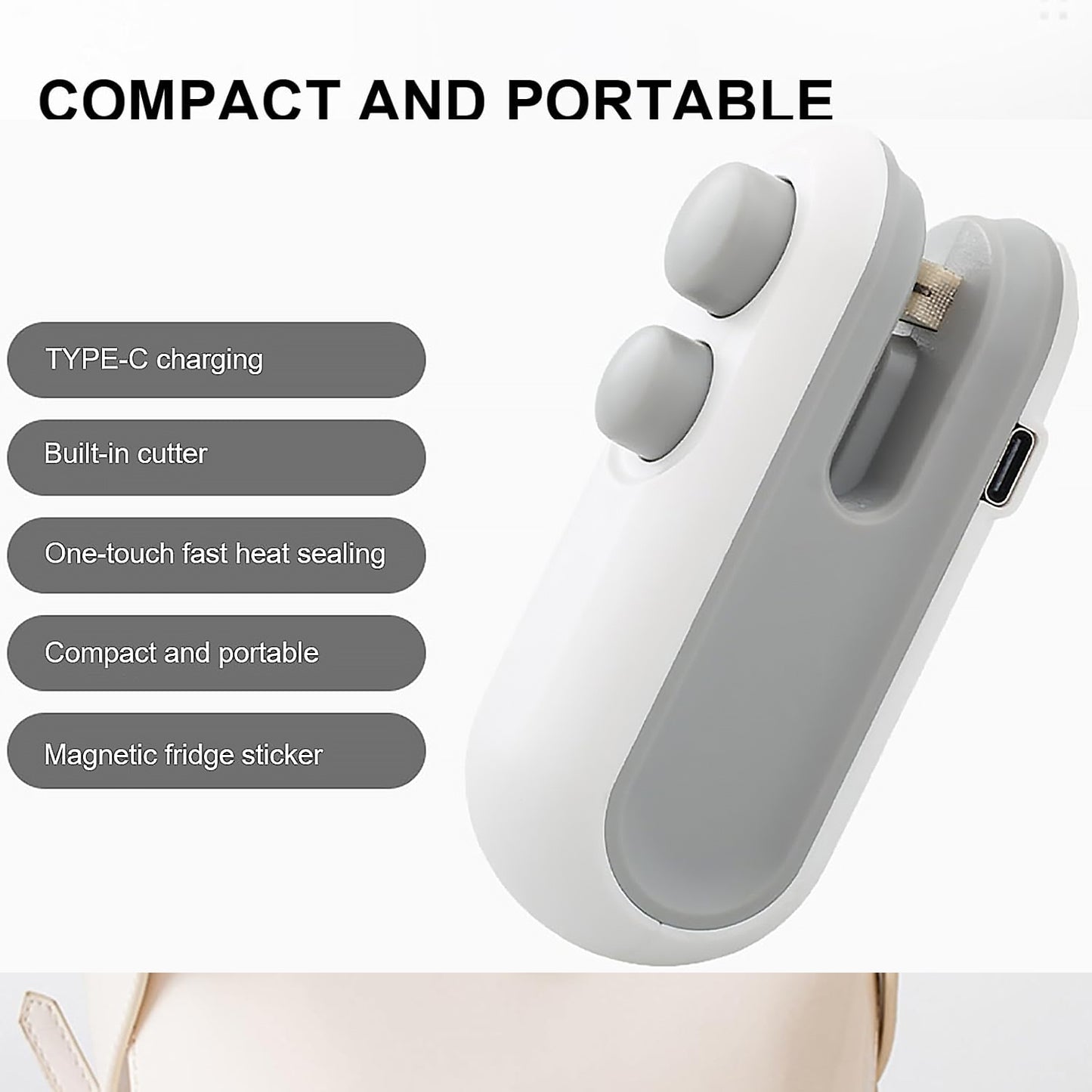 Mini Bag Sealer — 2-in-1 Seal & Cutter | Works on Any Plastic Bag