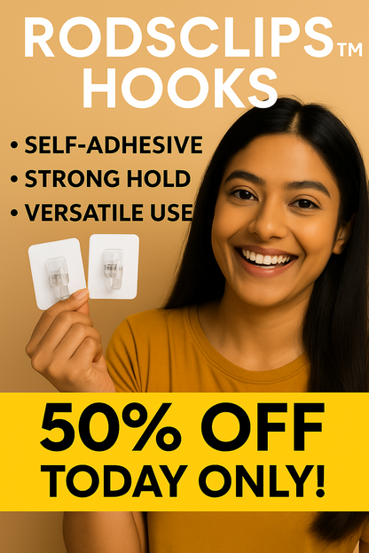 STICK N HOLD PREMIUM ROD HOOK | Rods Clips Hook Self Adhesive Pack of 6 , 8 & 12