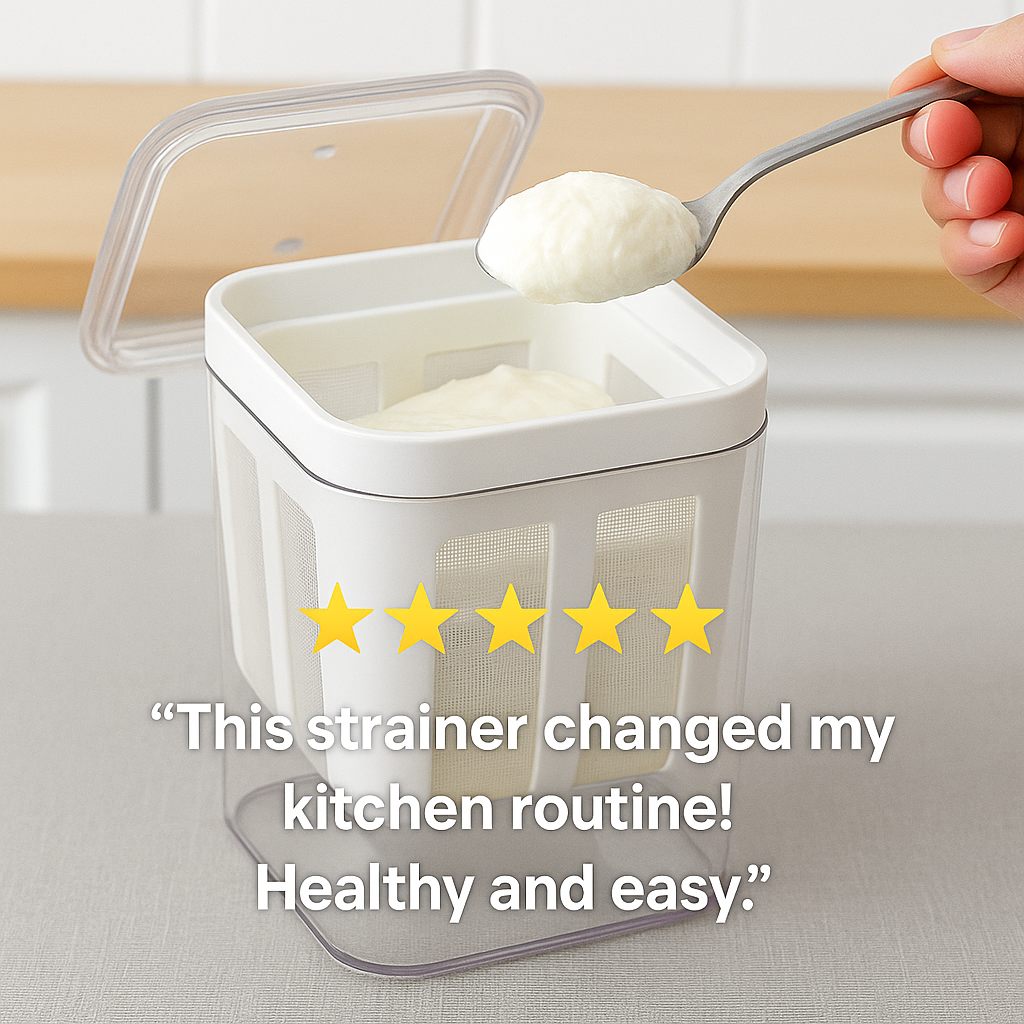 CurdMate™ – 2-in-1 Yogurt Strainer & Storage (1100ml)