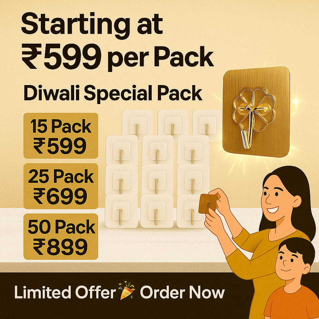 StickNGrip™ Hooks – Strong Hold, Zero Holes! ✨ ( PACK OF 15 , 25 & 50 )