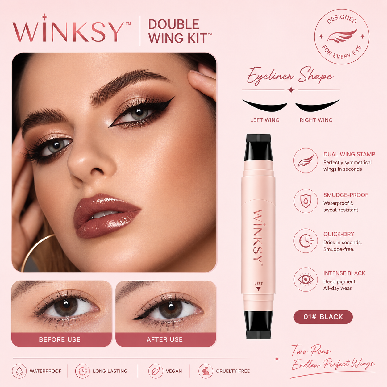 Winksy Double Wing Kit - Two Pens. Endless Perfect Wings.