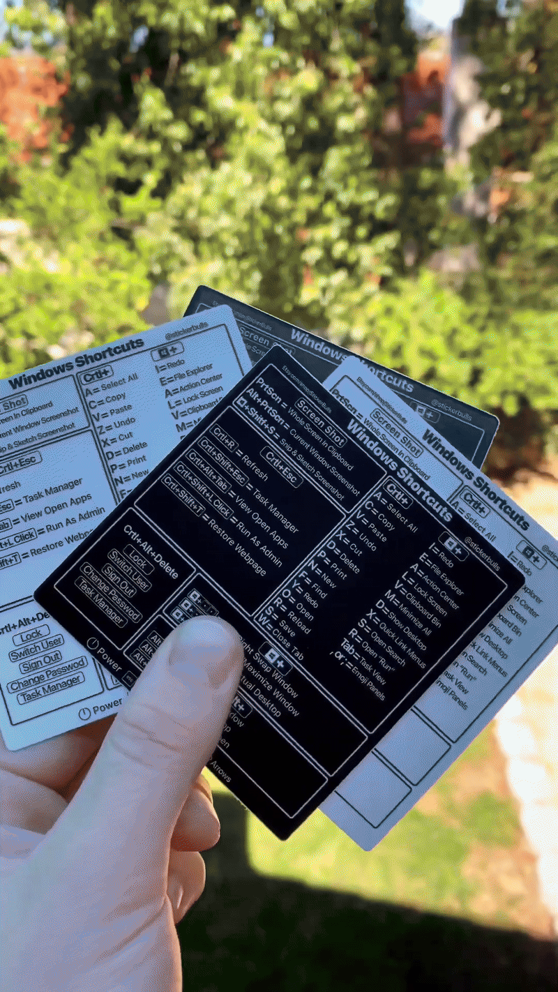 ⚡ ShortcutPro™ – Reusable Windows Shortcut Keyboard Stickers