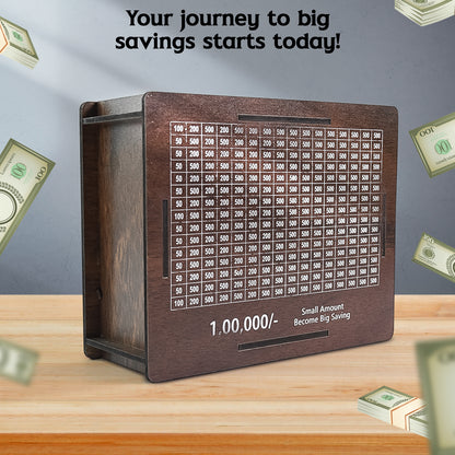 DhanKosh™ Wooden Goal-Tracker Money Bank